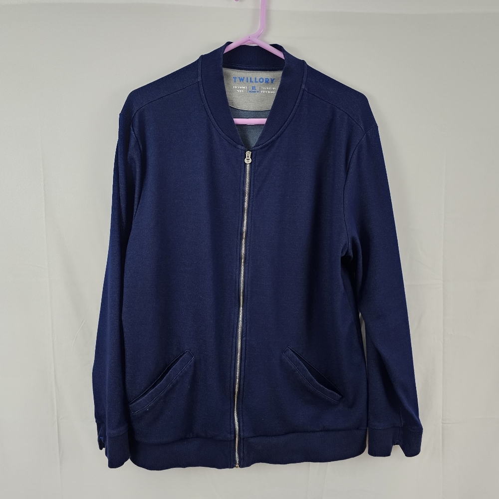 Twillory Men's Performance Bomber Jacket Tailored Fit Activewear Navy Blue XL